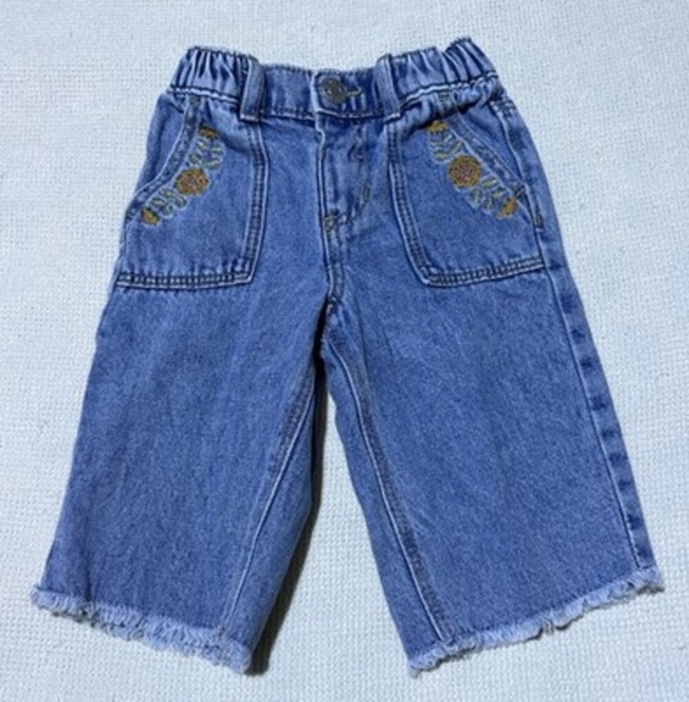Little Co Lauren Conrad Baby Denim pants 12M Embroidered Organic Cotton